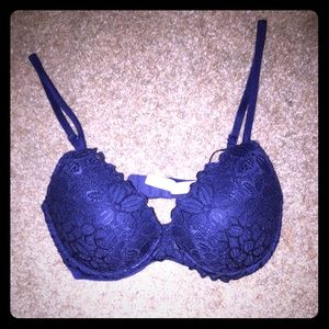 Lace navy blue slight push-up PINK date bra.